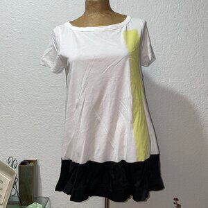 NWT $162 OZAI N KU Oversize White Print S/S Top